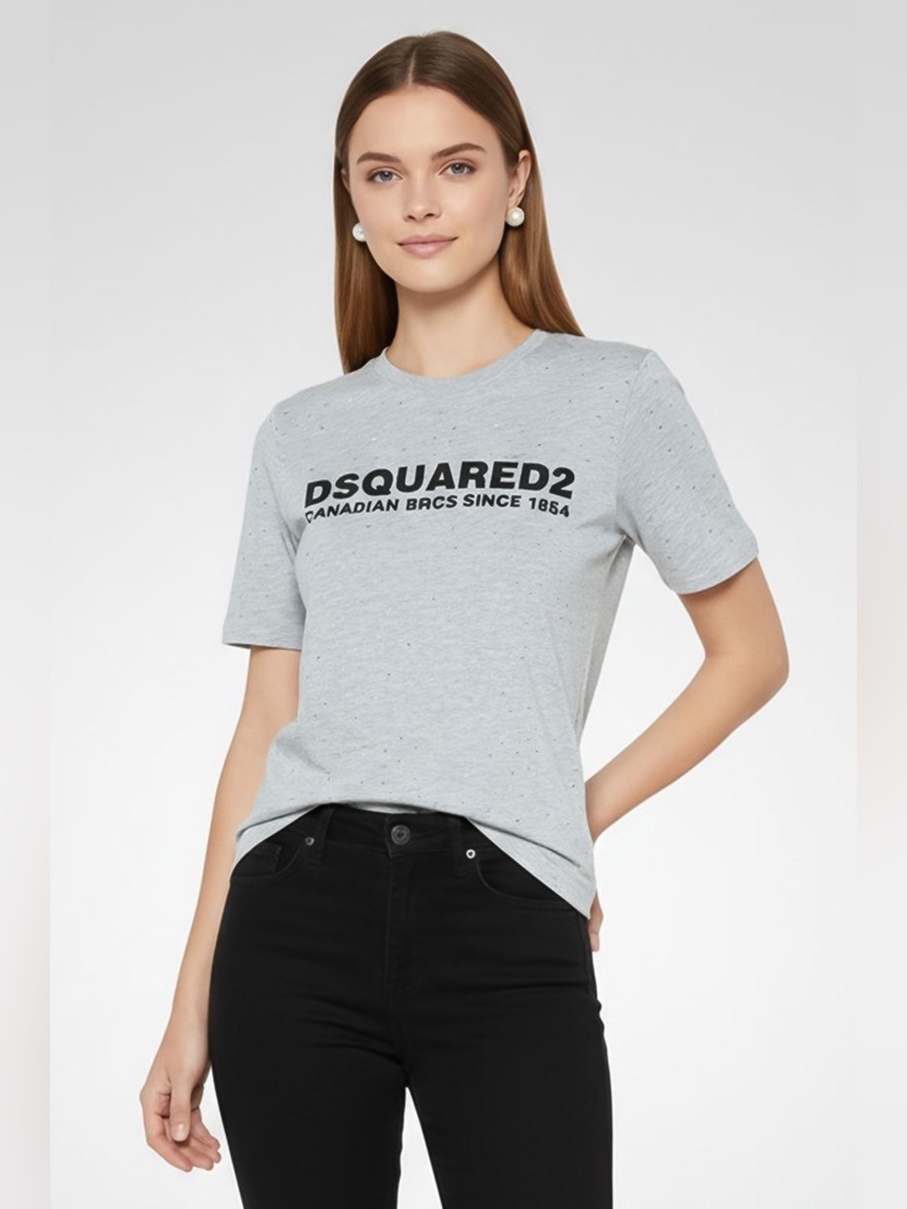 NWT DSQUARED2 Printed T-Shirt in Gray, Size S